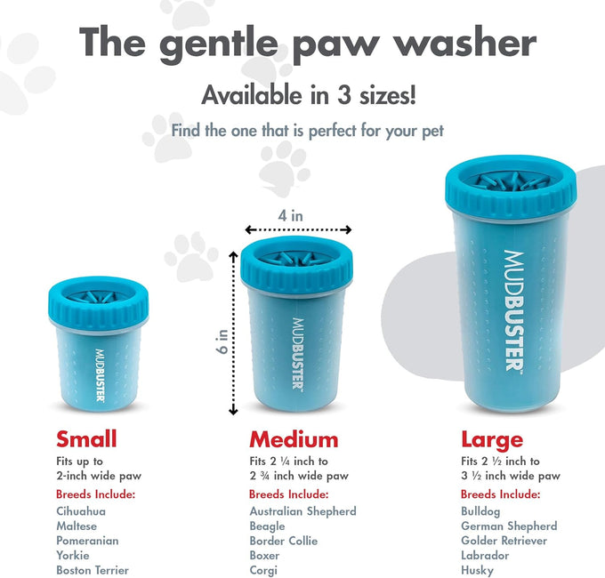 Dexas MudBuster Portable Dog Paw Cleaner, Medium, Blue - Effective Pet Cleaning Solution