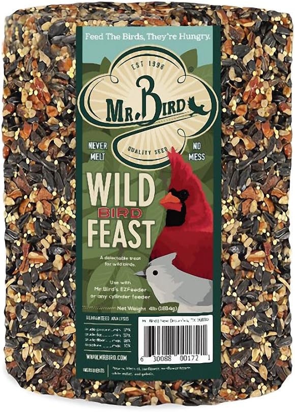 Mr. Bird Wild Bird Feast Birdseed Large Cylinder 4 lbs, No Fillers, Mess-Free