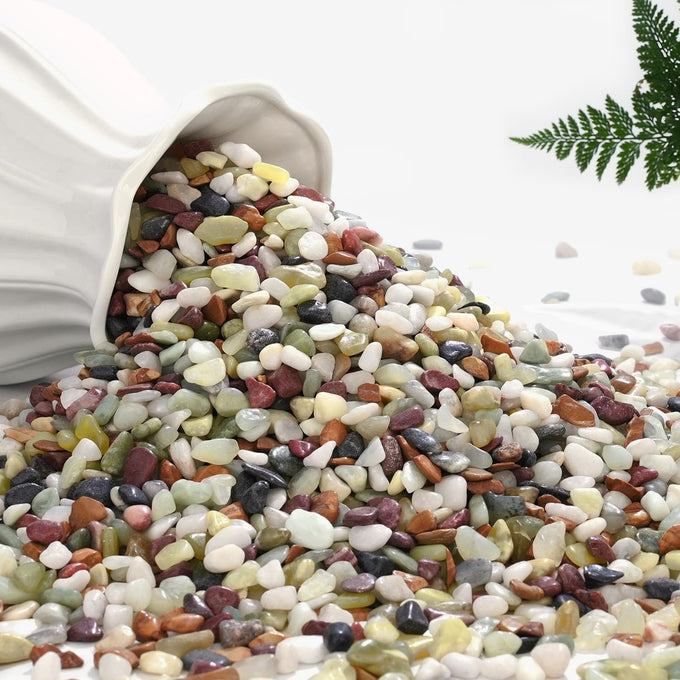 NUPICK 3/8 Inch Polished Pebbles for Indoor Plants, Fish Tank, and Succulents, 3 lbs Natural River Stones