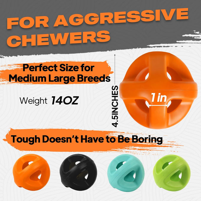 fida natural rubber dog balls for aggressive chewers 4.5 x 4.5 inches non-toxic durable