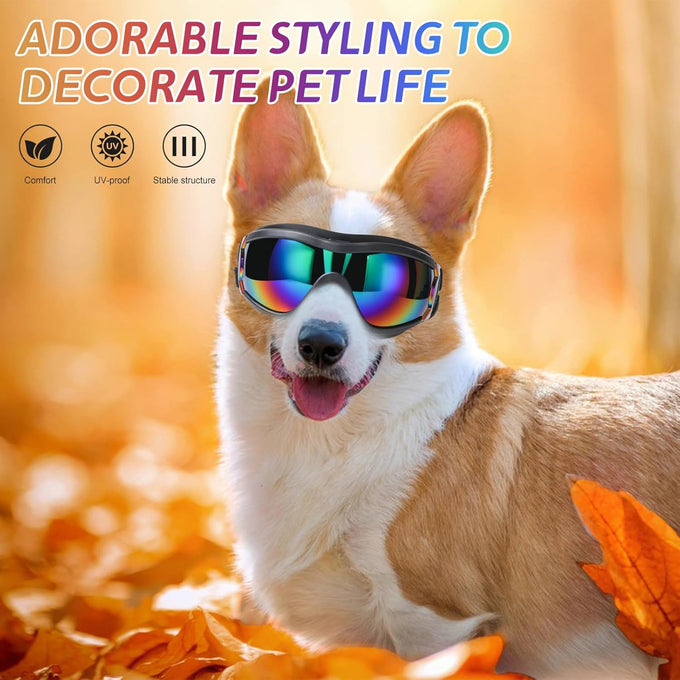 Laser Dog Sunglasses with UV Wind Dust Fog Protection for Medium or Large Pets