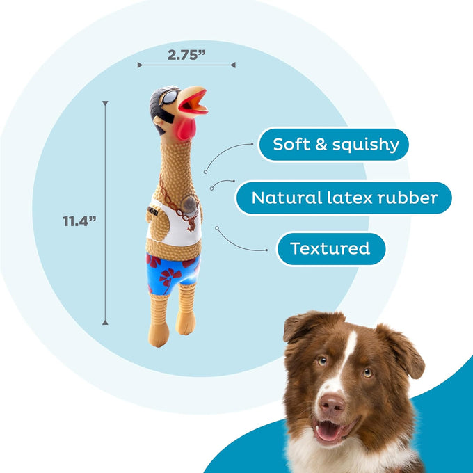 Outward Hound Charming Pet squawkers Earl latex rubber chicken dog toy funny large size