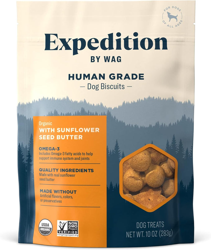 Amazon Brand Wag Expedition Human Grade Organic Pumpkin Chia Seed Dog Treats Non-GMO 10 oz Pack of 1