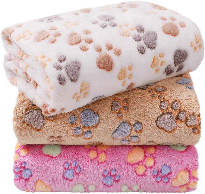 linenlux 1 pack 3 soft fleece dog blankets for puppy cat pet throw 23x16 inches coral velvet