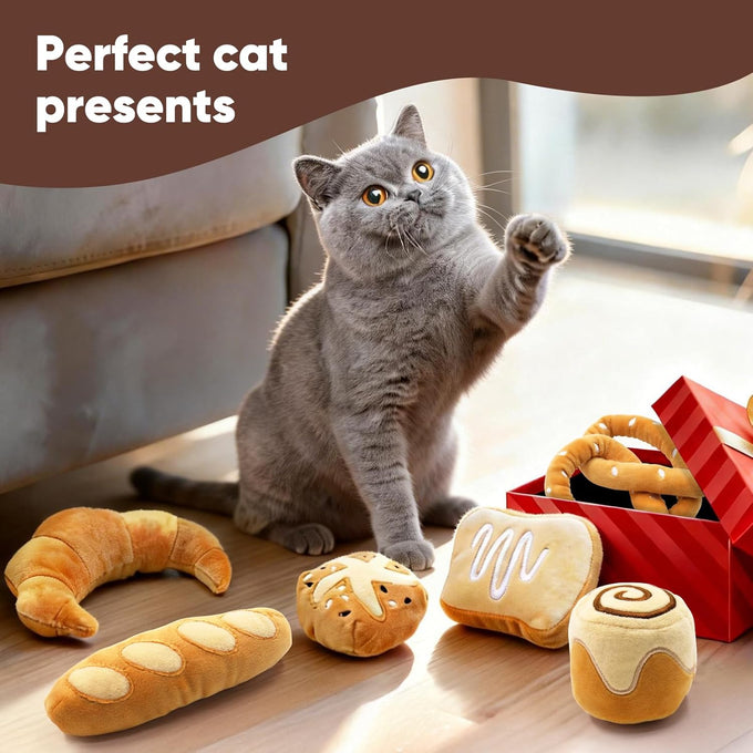 ciyvolyeen bread catnip toys 6 pack for indoor interactive kittens chew bite kick toys