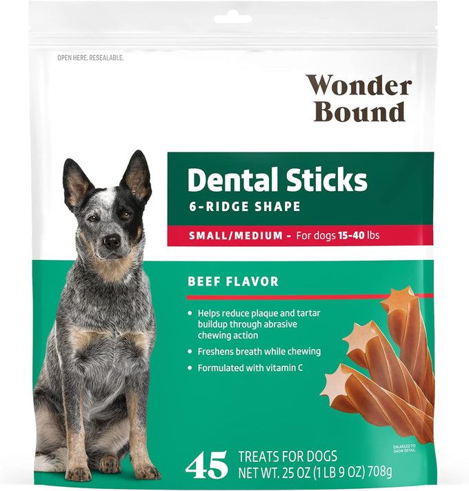 Wonder Bound Chicken Flavor Dental Sticks for Large Dogs, 40 count, Made with Real Chicken
