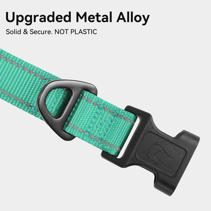 Joytale Reflective Dog Collar with Soft Neoprene Padded, Metal D-Ring, Adjustable for Large Dogs in Teal
