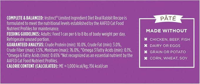 Instinct limited ingredient diet natural grain free wet cat food real rabbit 5.5 oz pack of 12