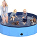 cacps foldable dog pool, 32" x 8" hard plastic non-slip kiddie pool for outdoor backyard use
