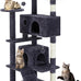 dark grey sweetcrispy 54 inch cat tree tower with scratching post and climbing ladder