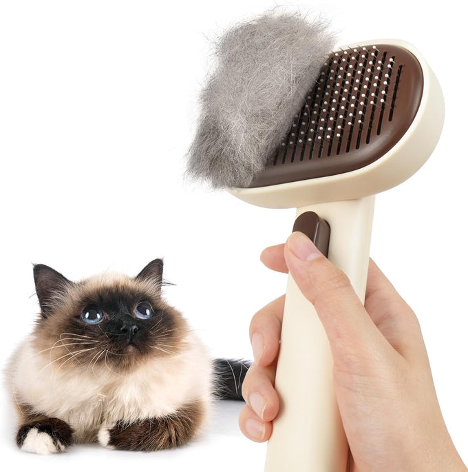 Aumuca Stainless Steel Cat Brush for Shedding, Indoor Cats, Long or Short Haired Cats, Cat Grooming, Massage, and Hair Removal