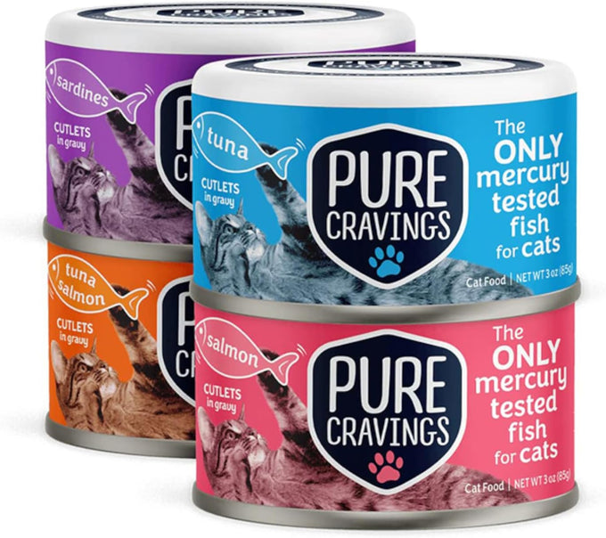 Pure Cravings 100% Mercury-Tested Grain-Free Wet Cat Food Canned Tuna Cutlets in Gravy, Pack of 12