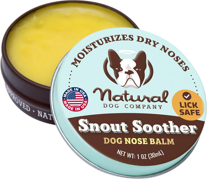 Natural Dog Company Snout Soother Dog Nose Balm for dry, crusty noses with coconut oil & shea butter, lick safe for all breeds - 1 oz tin