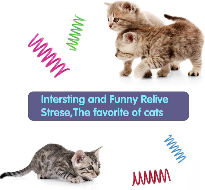 12pcs durable heavy plastic cat spiral springs for indoor cats 12 colors interactive coil fun hunting