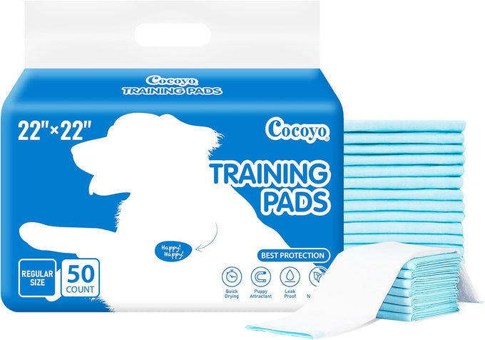 COCOYO best value 22x22 dog training pads 50 count, super absorbent puppy pee pads for all stages of dog potty training, white
