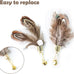 cat insect feather toys 6 pieces natural replacement refills interactive teaser attachments with bell