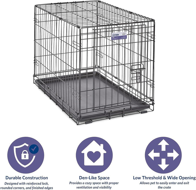 MidWest Homes for Pets 30-inch iCrate for medium breeds, 21-40 lbs, durable and easy to assemble