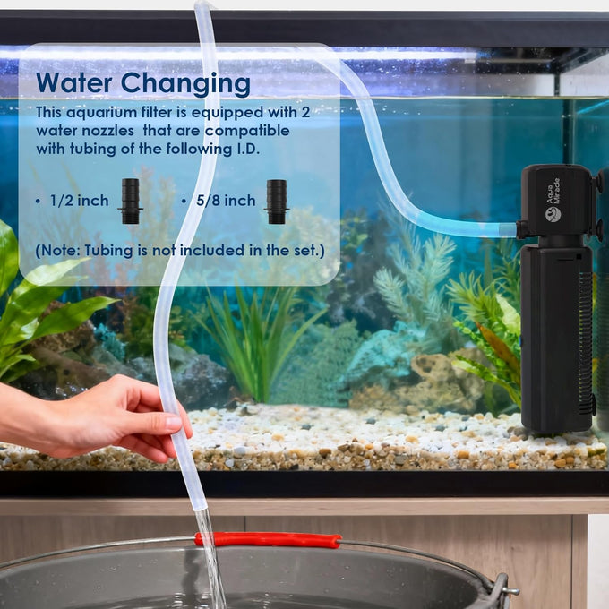 AquaMiracle aquarium filter SV-800, 8W, 225GPH, 20-70 gallon tank, U-V light & timer, filter sponge, aeration & rainfall modes.