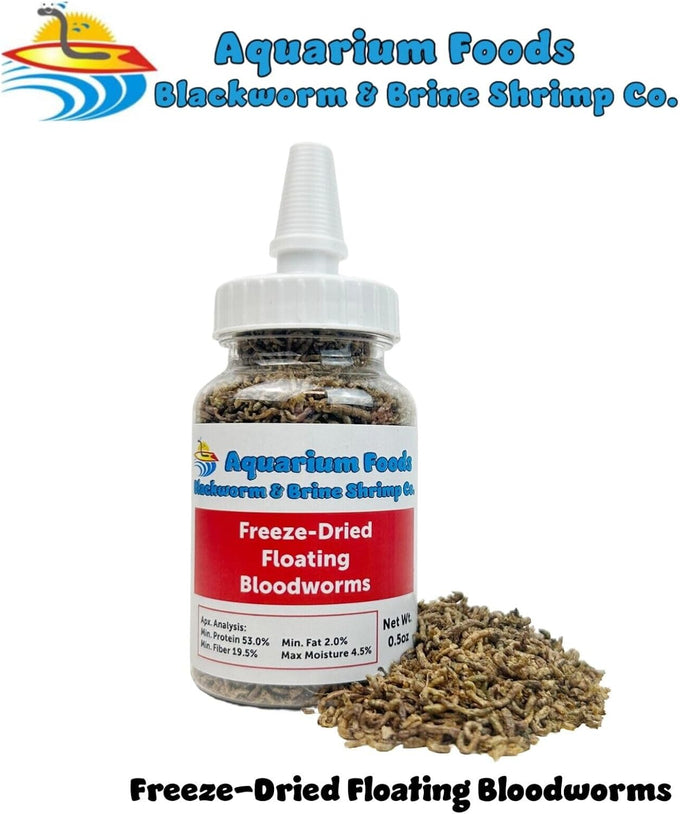 Grade A Freeze-Dried Bloodworms for Freshwater Fish, Marine Corals, and Baby Pond Fish in a 0.5oz Squeeze Bottle