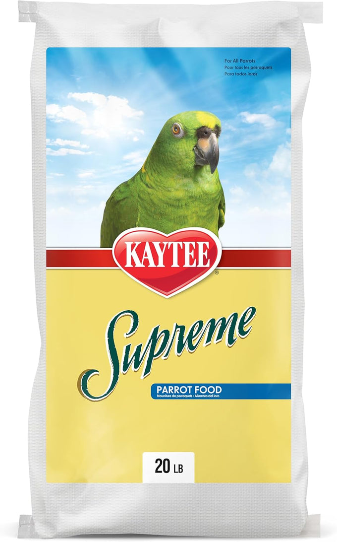 Kaytee Supreme Pet Parrot Food, 20 lb, Natural Seeds and Grains, Veterinarian Recommended