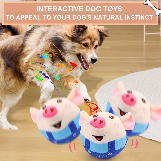 Baborui Rechargeable Interactive Dog Toy in Blue, Jumping Squeaky Toy with Recording and Music Modes for Small to Large Dogs