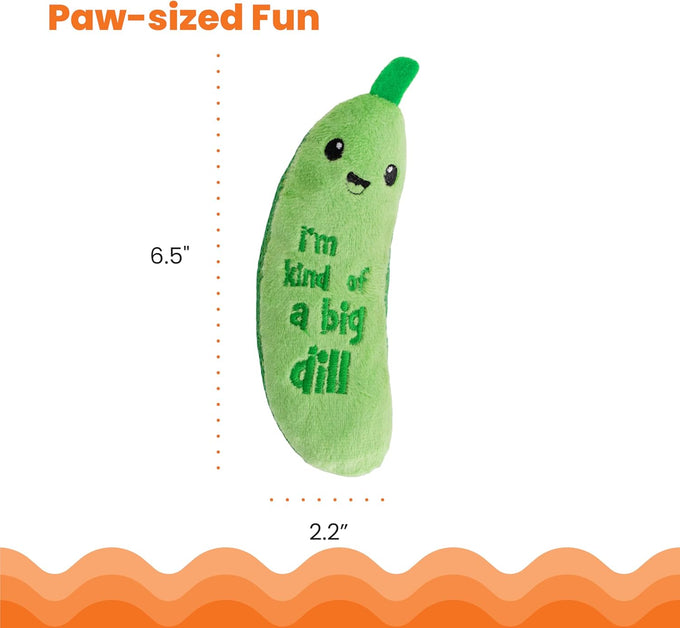 Catstages Pickle Kicker Cat Toy - Soft Plush Crinkle Toy with Catnip and Dental Mesh, 6.5"