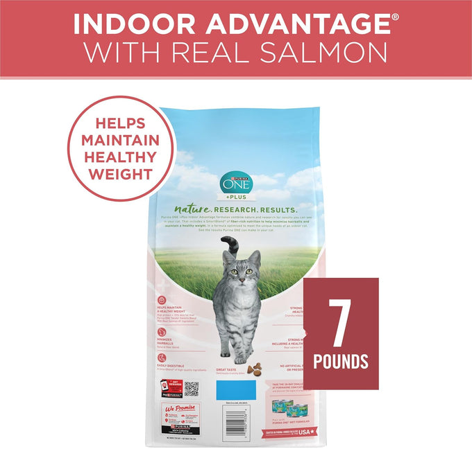 Purina ONE Natural Low Fat Indoor Dry Weight Control High Protein Cat Food with Real Salmon - 7 lb Bag