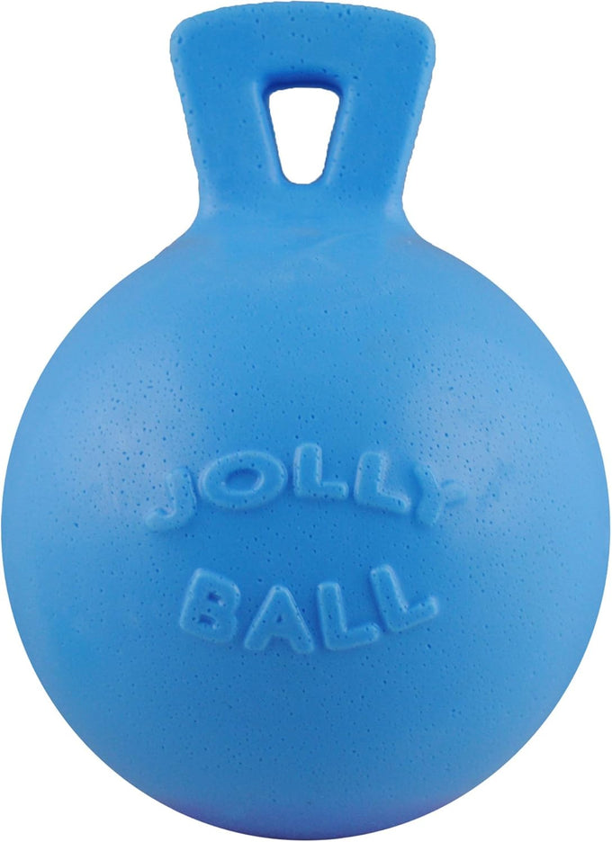 Jolly Pets Tug-n-Toss heavy duty dog toy ball with handle, 8 inches, large size, blueberry color
