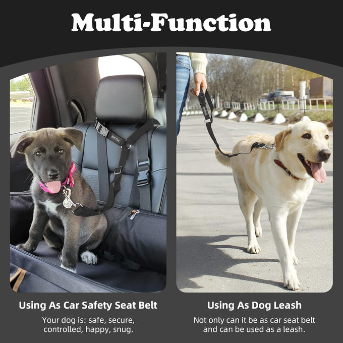 Bwogue 2-packs adjustable nylon dog cat car headrest restraint safety seat belt strap harness