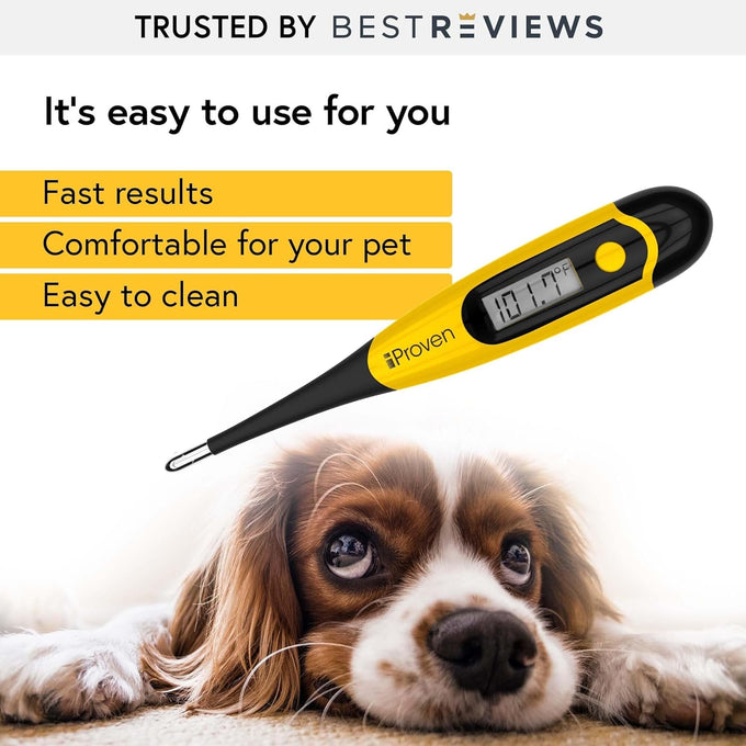 iProven pet thermometer with flexible tip, accurate readings in 20 seconds, waterproof and veterinary supply, DTK-117Y