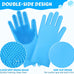 Pecute Heat Resistant Silicone Pet Grooming Gloves with High-Density Teeth, Blue