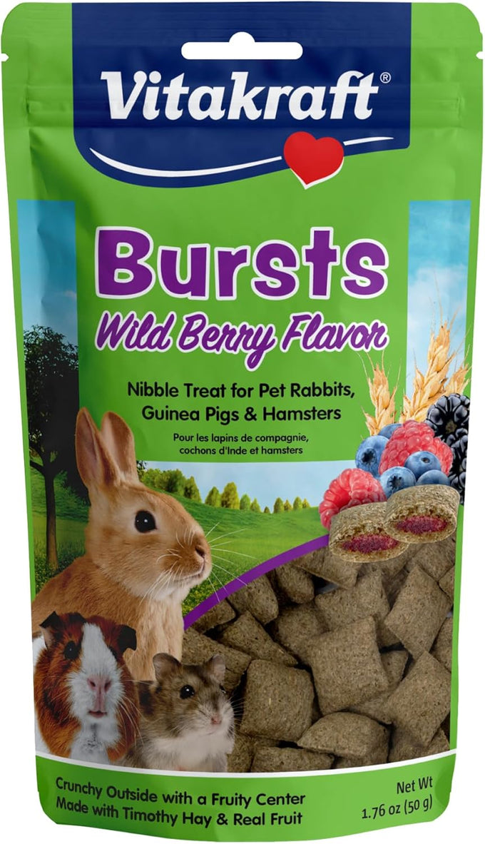 Vitakraft Bursts Wildberry Flavor 1.76 oz Small Animal Treats for Rabbits Guinea Pigs Hamsters