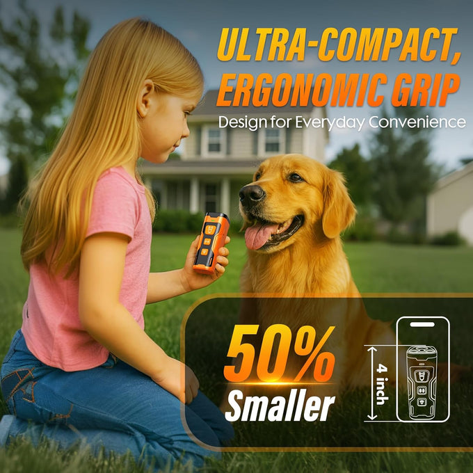 yuyqa 3x ultrasonic anti-bark device with 6 training modes, 23 ft range, rechargeable, compact, safe & humane
