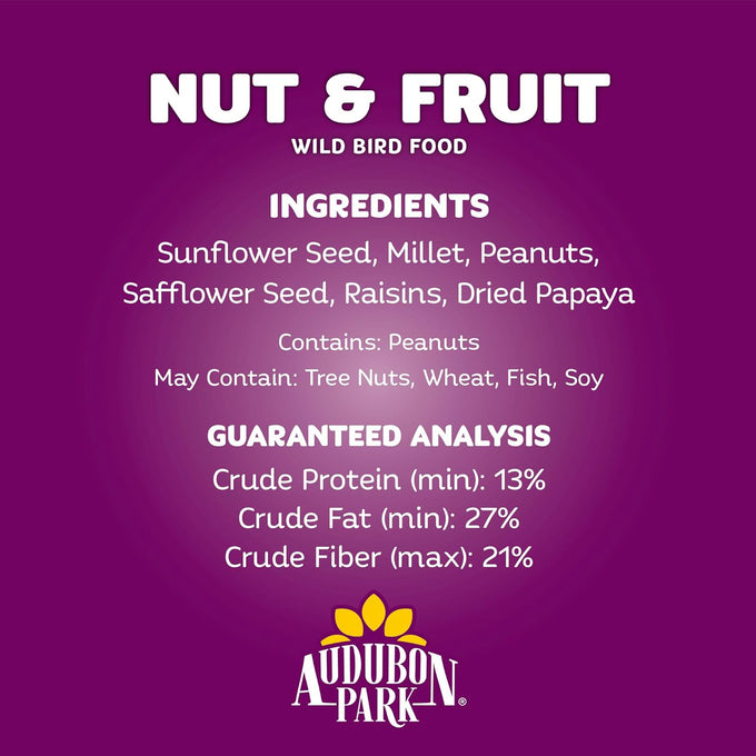 Audubon Park 8 lb Premium Bird Seed Blend with Sunflower, Peanuts, Safflower & Dried Fruit for Outside Bird Feeders