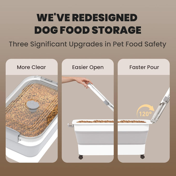 20-23 Lbs Collapsible Dog Food Container with Airtight Lid for Pet Food and Rice Storage