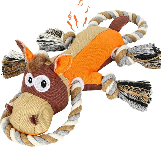 iokheira auburn dog toys for aggressive chewers, tough indestructible squeaky toys for large dogs