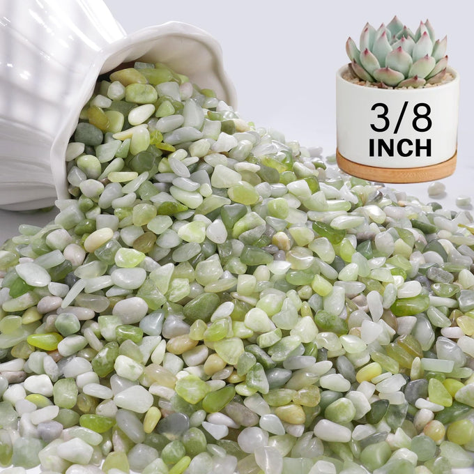NUPICK 3/8 Inch Polished Pebbles for Indoor Plants, Fish Tank, and Succulents, 3 lbs Natural River Stones