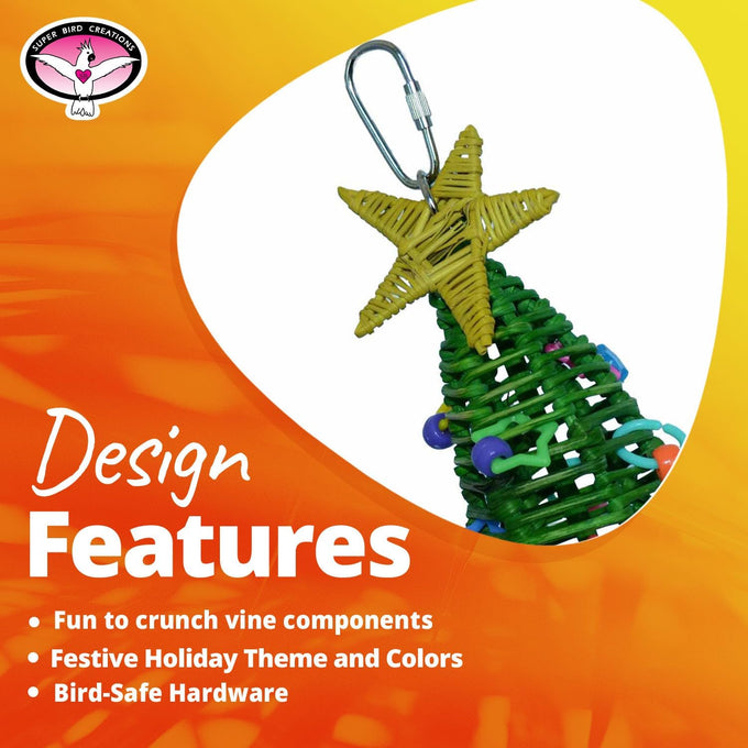 Super Bird Creations SB872 Mini Xmas Tree Bird Toy for Small to Medium Birds, 7" x 2"