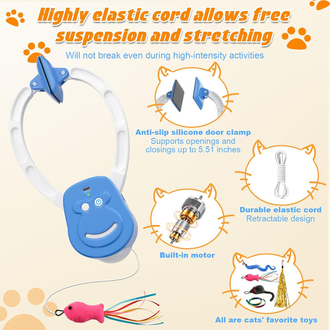 Interactive Automatic Cat Toy with Rechargeable Battery, Hanging Door Cat Teaser for Exercises, Fun Games, Boredom Relief