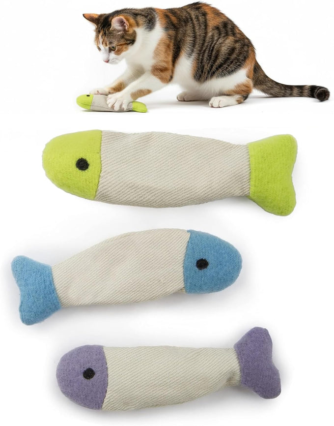 SmartyKat multi-color 3-count Fish Flop crinkle catnip cat toys for solo or interactive play