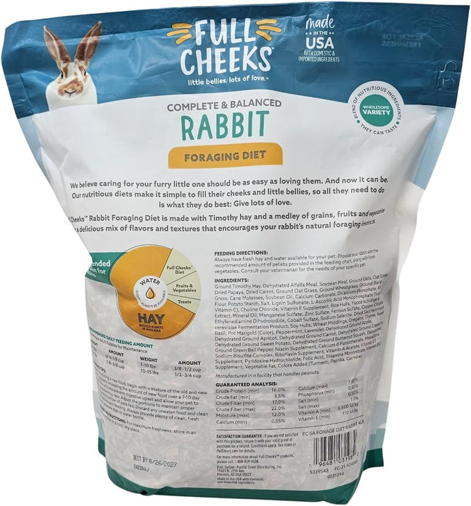 Timothy Hay Foraging Diet Pellet Food for Rabbits, 4 Pound Bag, Vitamin E Enriched