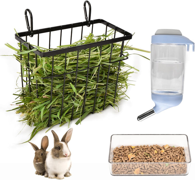 sangle sophfy rabbit hay feeder small animal feeding set with 350ml water bottle