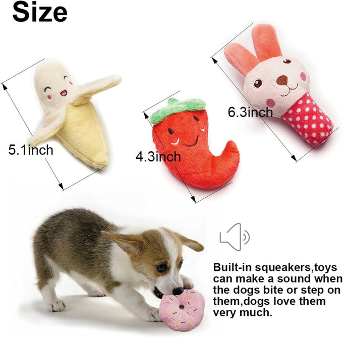 SZKOKUHO 9 Pack Small Dog Squeaky Plush Toys, variety colors, cute designs for puppies and small dogs