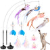 cat toys 2 pack 3 in 1 interactive indoor kitten toys suction cup detachable feathers balls mice