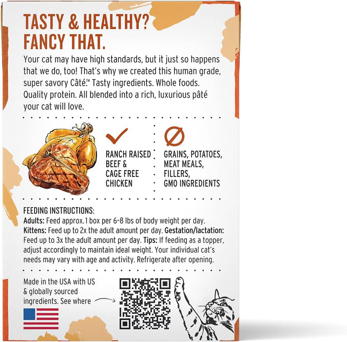 The Honest Kitchen Human Grade Grain Free Beef & Chicken Pâté Wet Cat Food, 5.5 oz, 12-pack