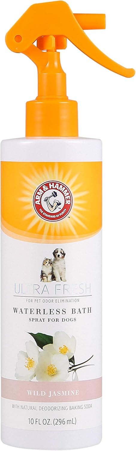 Arm & Hammer Ultra Fresh Waterless Dog Bath Spray with Baking Soda, White Jasmine Scent, 10 Fl Oz