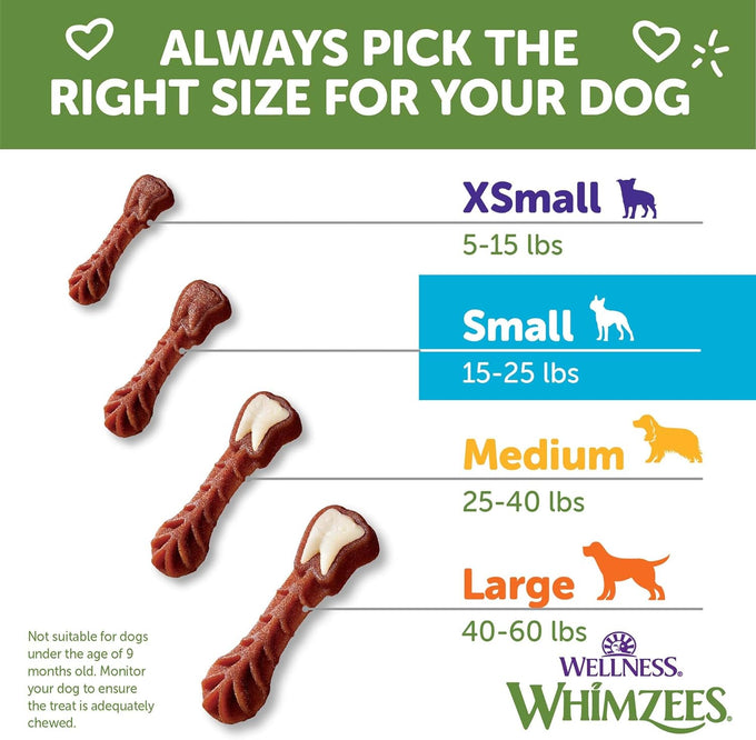 Whimzees Wellness Brushzees Small Size Dog Dental Treats, 24 Count, 12.7 oz Bag – VOHC Accepted Chews for Fresher Breath, Plaque & Tartar Reduction, and Gum Health.