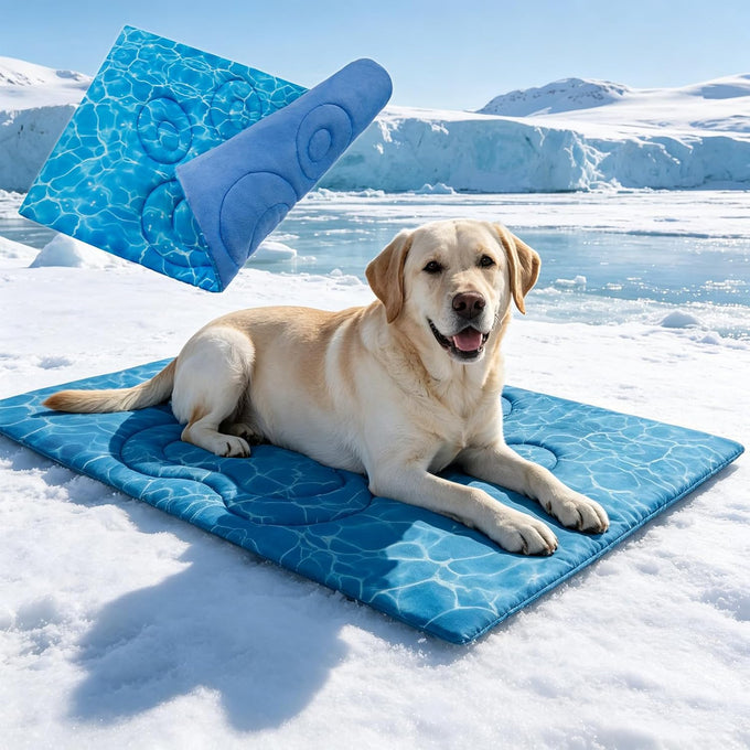 expwlorer dog cooling mat, double-sided foldable pet bed for dogs and cats, blue pad cooling dog blanket