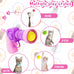 2 Cat Toy Launchers & 100 Cat Pom Pom Balls in Macaroon Colors, Silent Plush Elastic Balls for Kitty