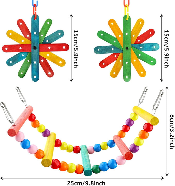 quozo 8pcs bird toys for parakeets colorful ladder hammock bird cage accessories parrot